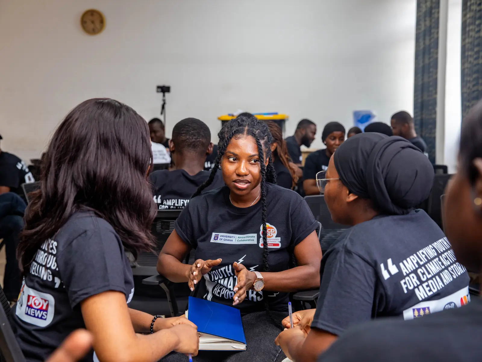 Participants discussing ideas in a co-creation session